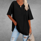 Ninon Women's Oversized T-Shirt – V-Neck Lightweight Casual Top