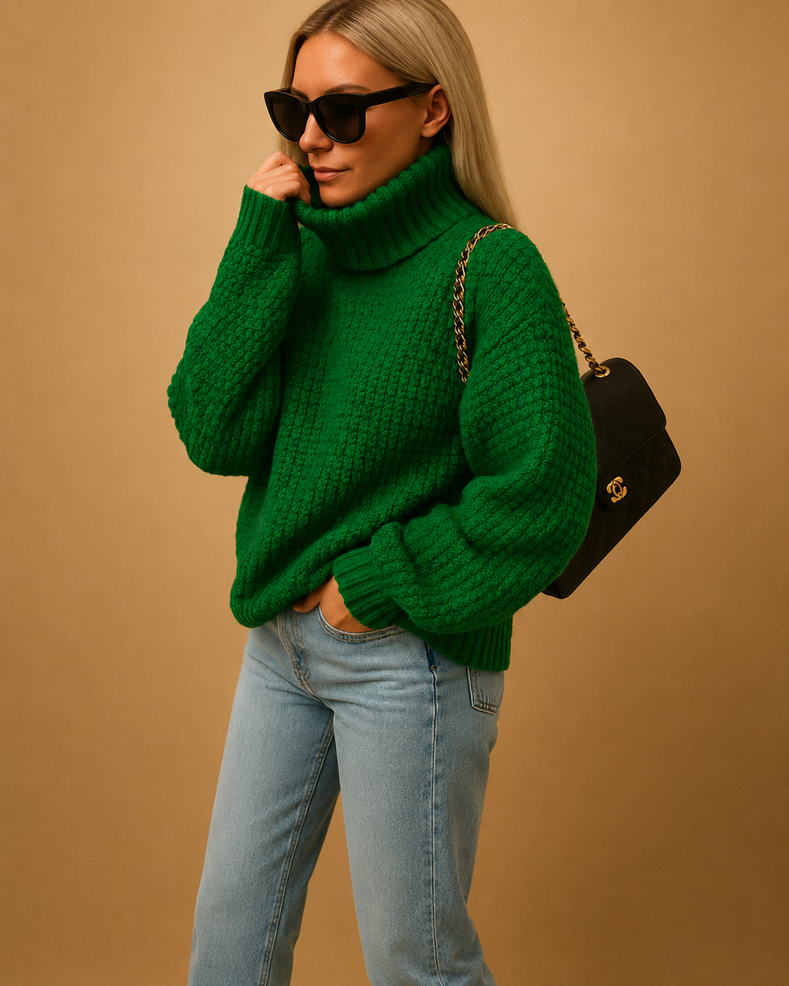 Hyacinth Women's Turtleneck Sweater – Thick Knit Relaxed Pullover for Winter