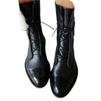 Zuriel Women's Leather Boots – Lace-Up Side Zip Stable Heel Elegant Boots