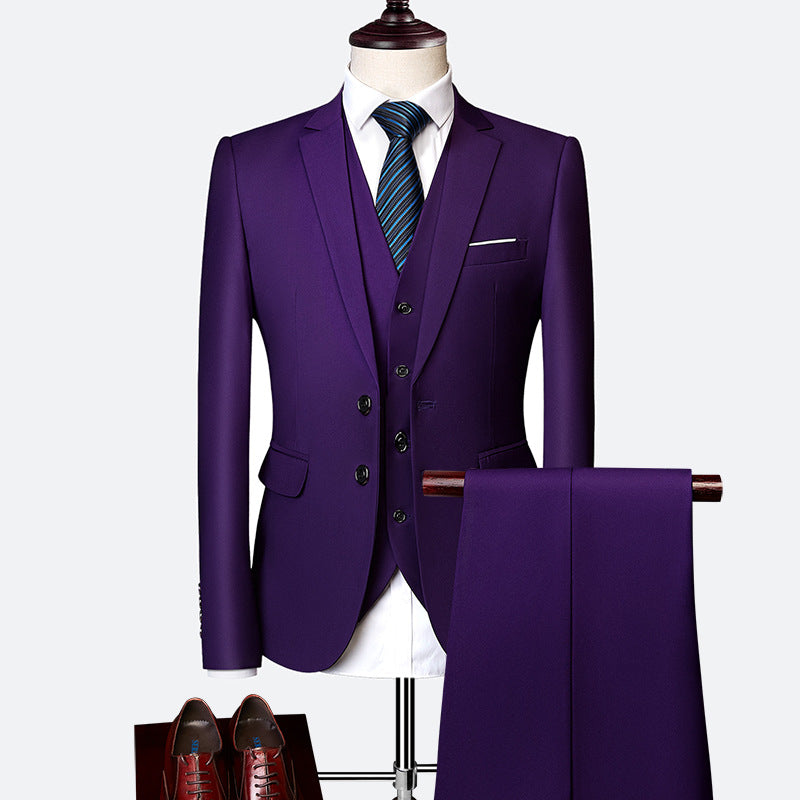 David Men's 3-Piece Suit – Slim Fit Blazer Vest & Trousers Formal Set