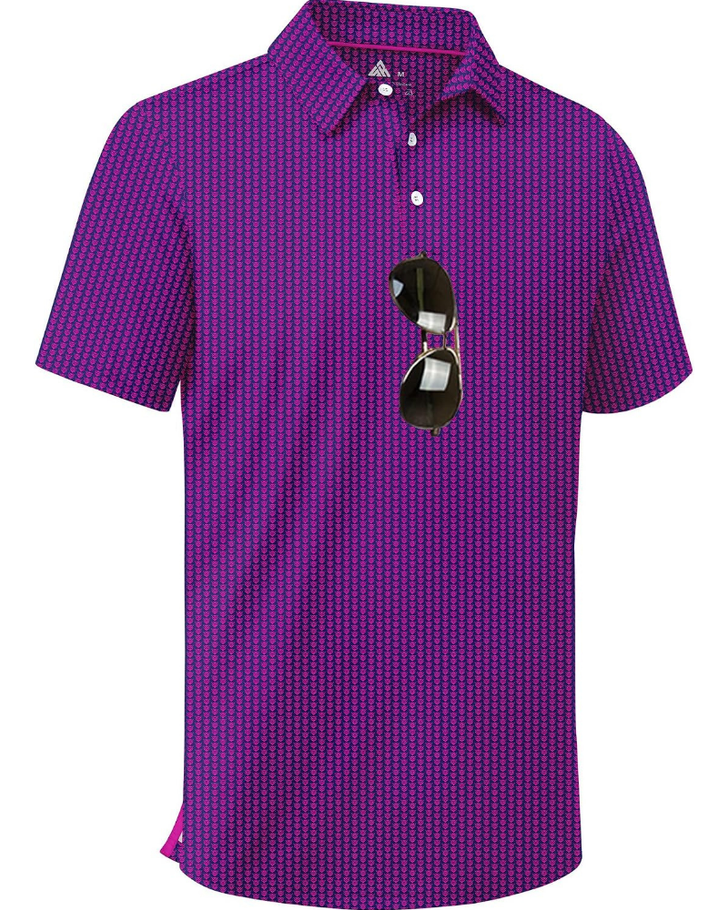 Brandon Men’s Performance Golf Polo Shirt – Moisture-Wicking Stretch Short Sleeve Print Polo