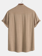 Richard Men's Summer Two-Piece Set – Short Sleeve Shirt & Elastic Waist Pants