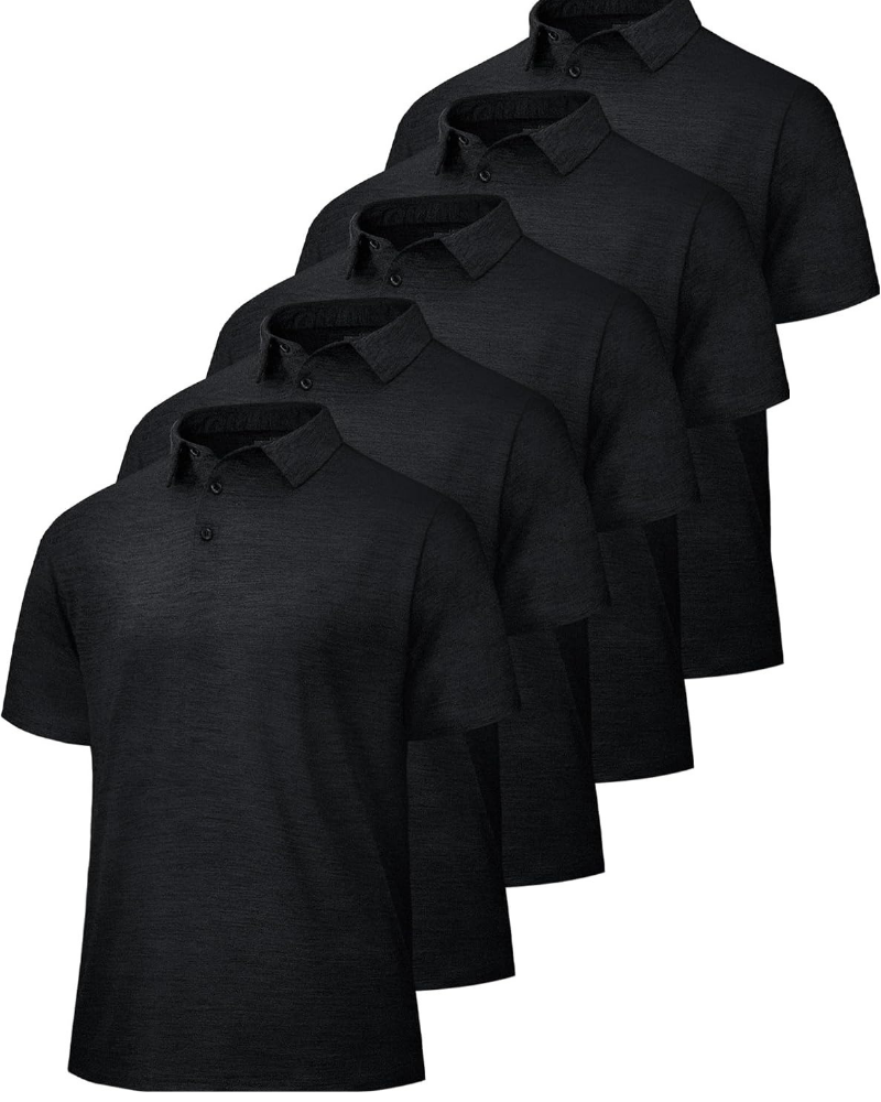 Brandon Men’s 5-Pack Performance Polo Shirts – Quick-Dry Moisture-Wicking Golf & Work Shirts