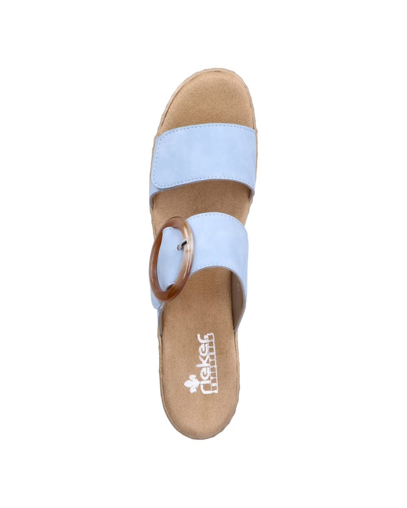 Riley Women’s Wedge Mules – Blue Faux Leather Slip-On Shoes with Soft Insole