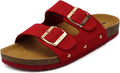 Anelin Women's Cork Mules – Suede Slip-On Sandals with Adjustable Buckle