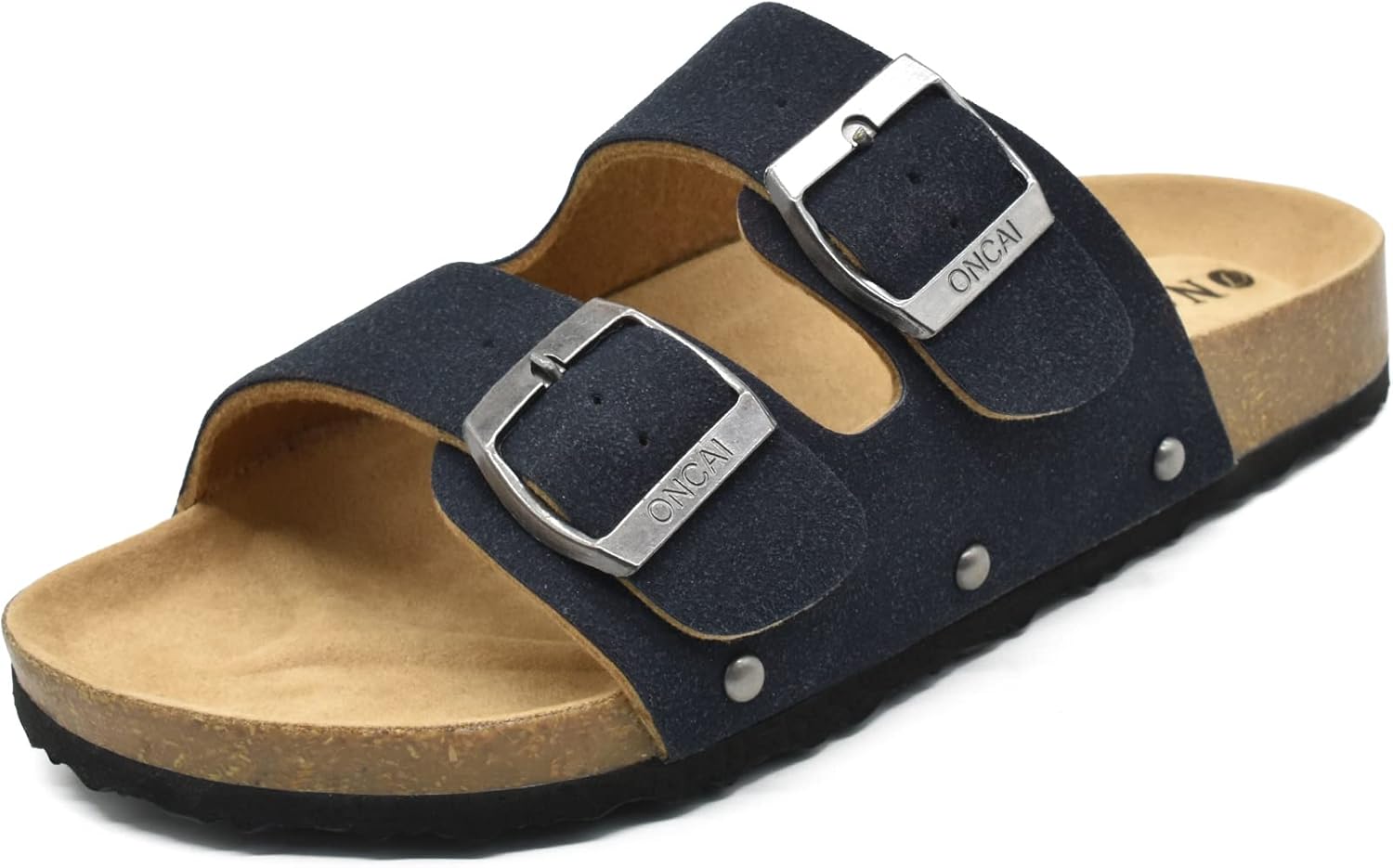 Anelin Women's Cork Mules – Suede Slip-On Sandals with Adjustable Buckle