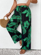 Maya Women’s Floral Pants – High Waist Straight Leg Pull-On Casual Summer Trousers