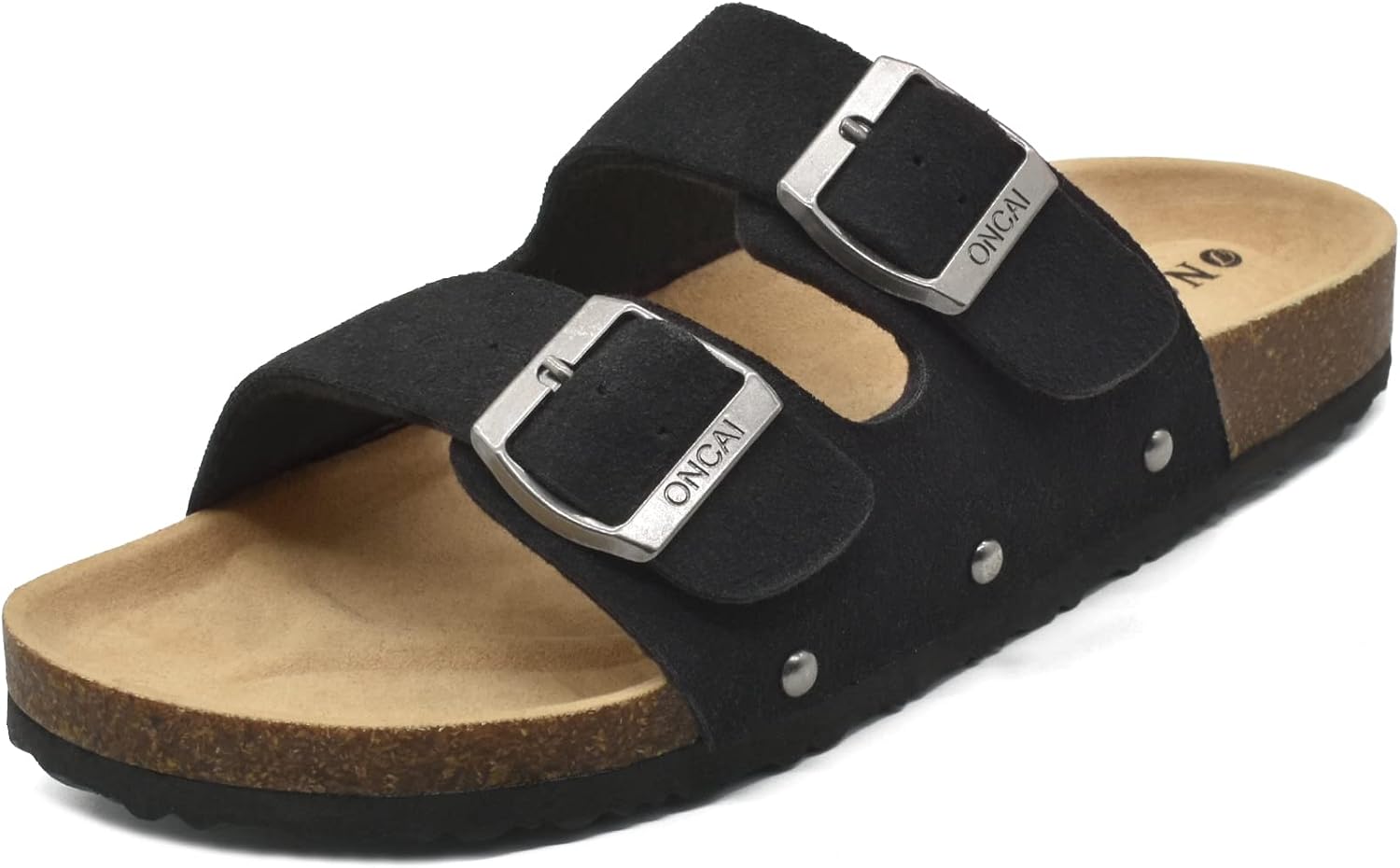 Anelin Women's Cork Mules – Suede Slip-On Sandals with Adjustable Buckle