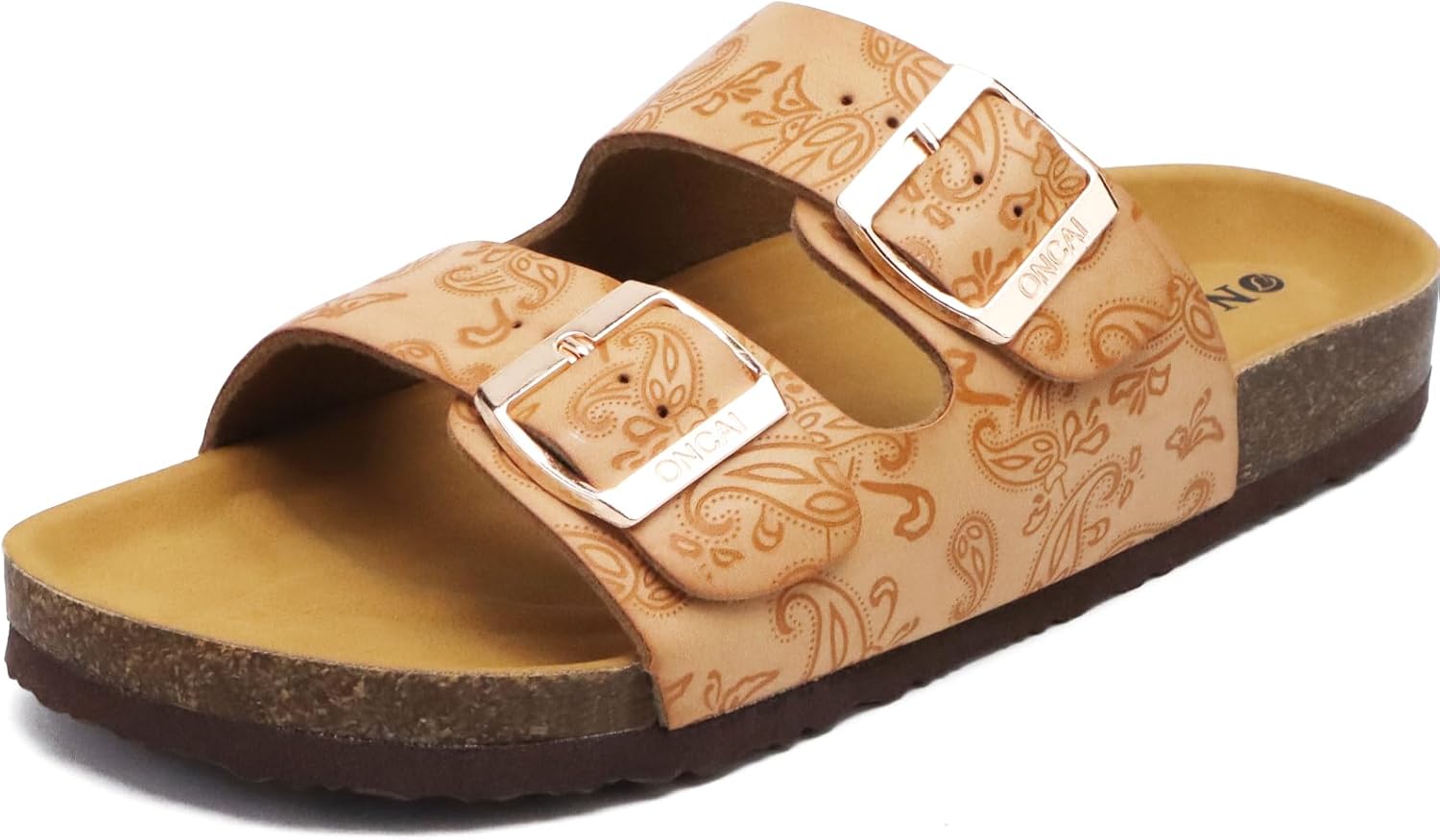 Anelin Women's Cork Mules – Suede Slip-On Sandals with Adjustable Buckle