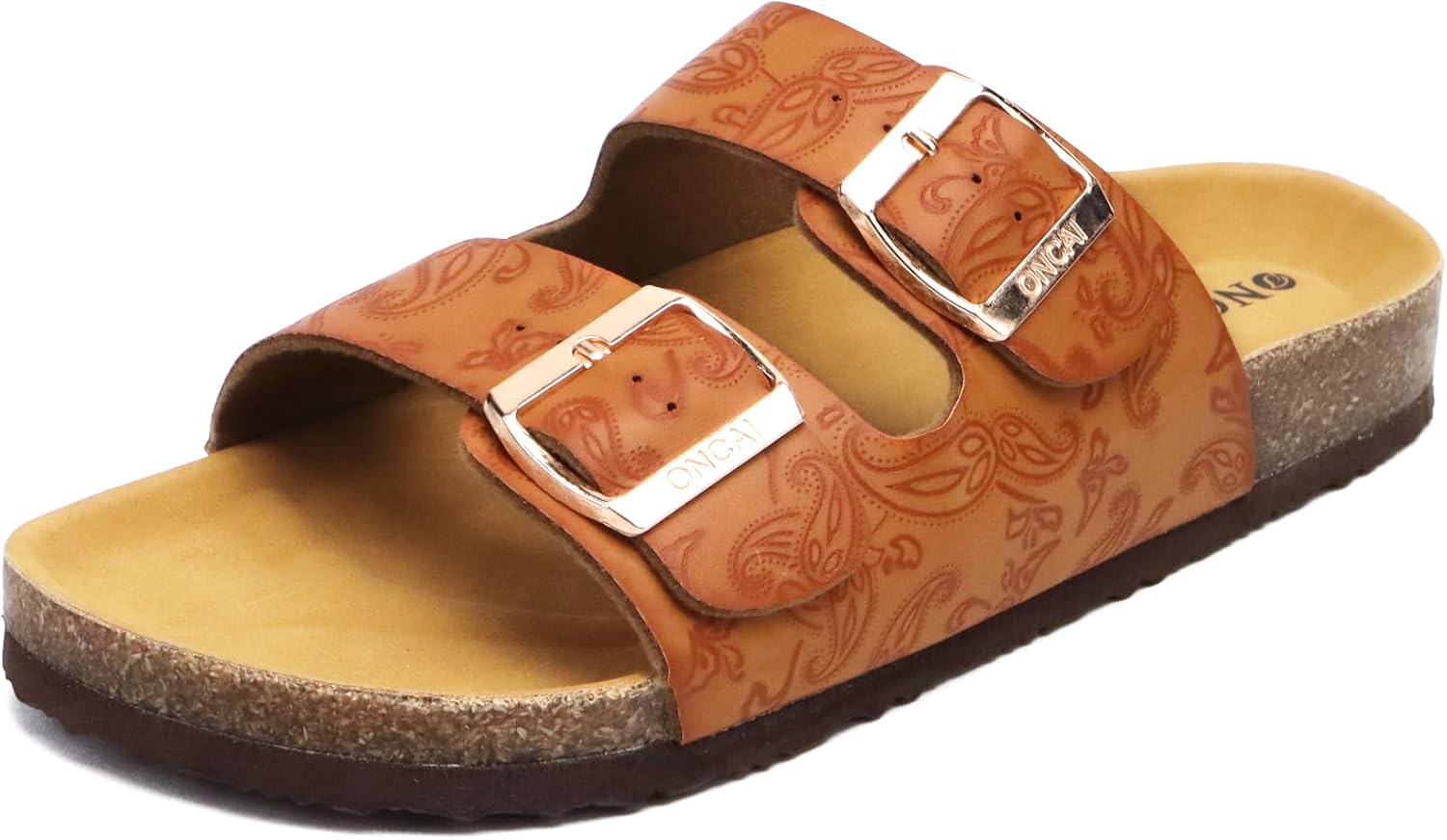 Anelin Women's Cork Mules – Suede Slip-On Sandals with Adjustable Buckle