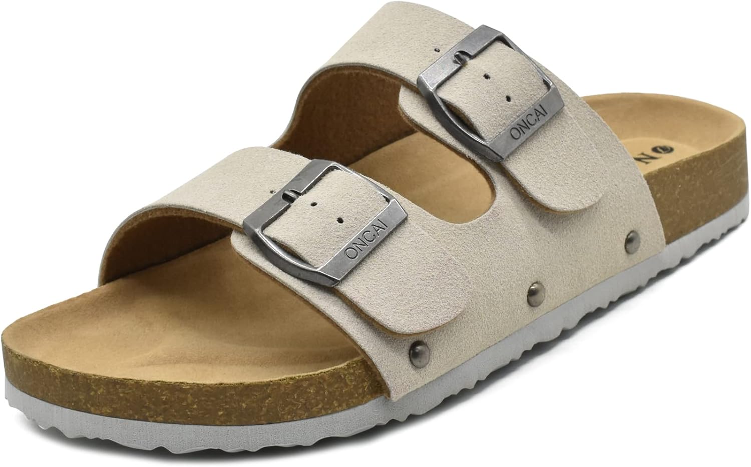 Anelin Women's Cork Mules – Suede Slip-On Sandals with Adjustable Buckle