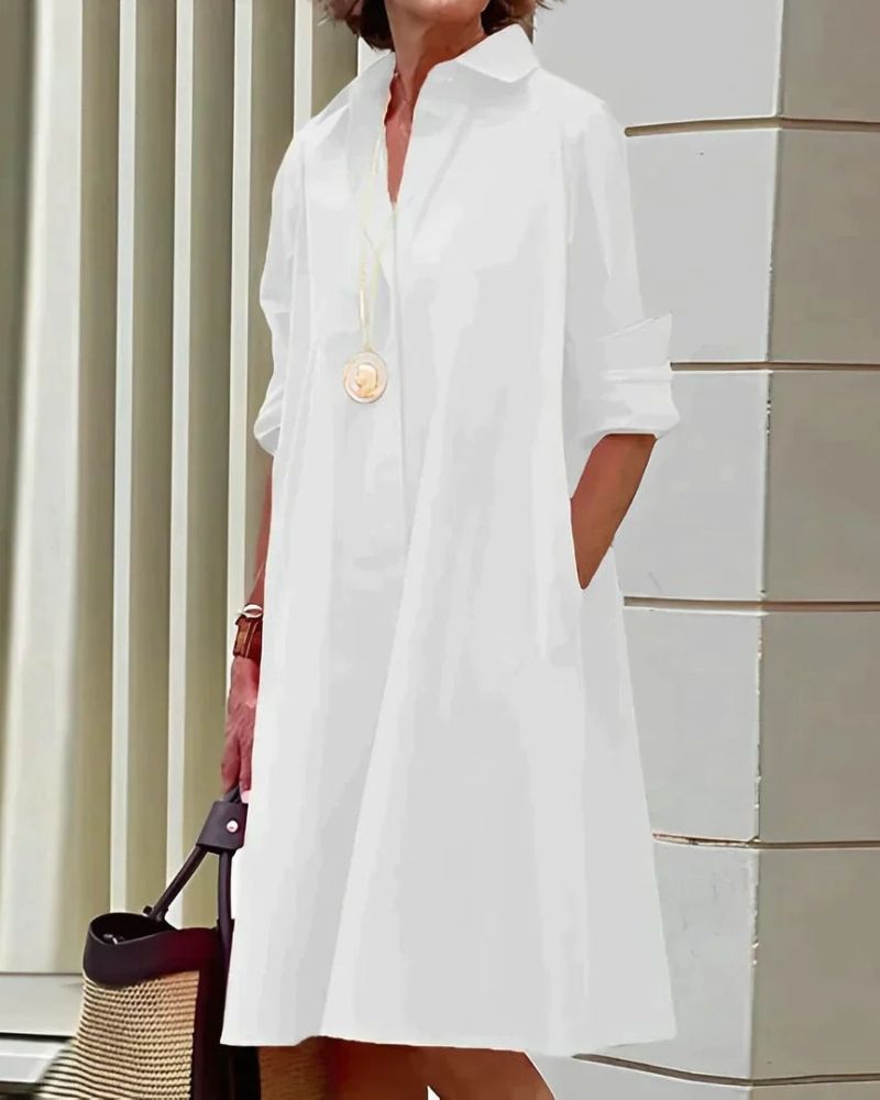 Monet Women's Shirt Dress – Long Sleeve Midi Dress with Pockets