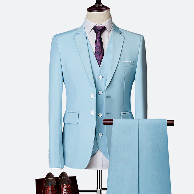 David Men's 3-Piece Suit – Slim Fit Blazer Vest & Trousers Formal Set