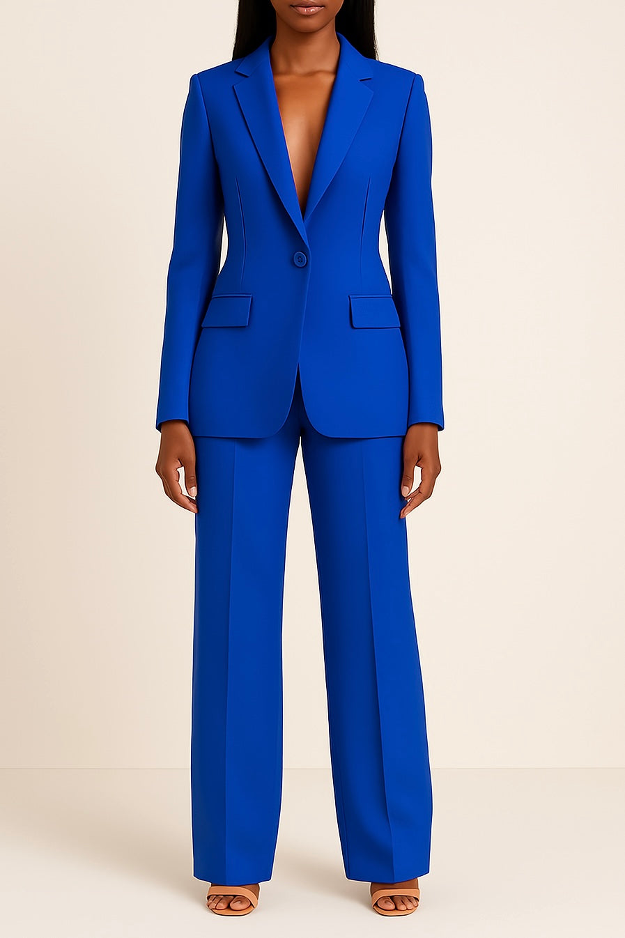 Lyla Women's Satin Pantsuit – Fitted Blazer & Wide Leg Trousers Formal Set