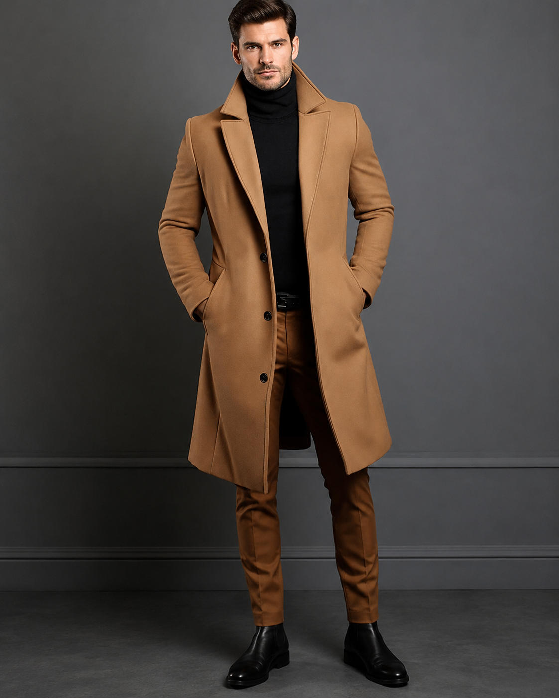 Edward Men's Long Winter Coat – Insulated Trench Style Overcoat