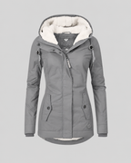 Celine Women's Long Winter Parka – Faux Fur Lined Hooded Coat with Flap Pockets