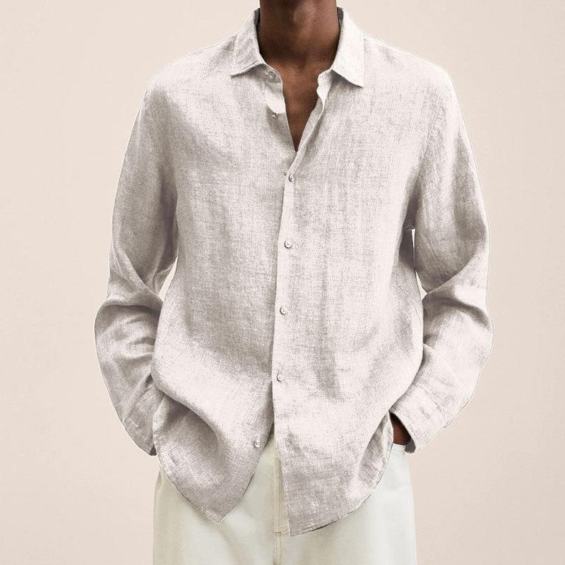 Giovanni Men's Linen Shirt – Long Sleeve Breathable Classic Casual Shirt