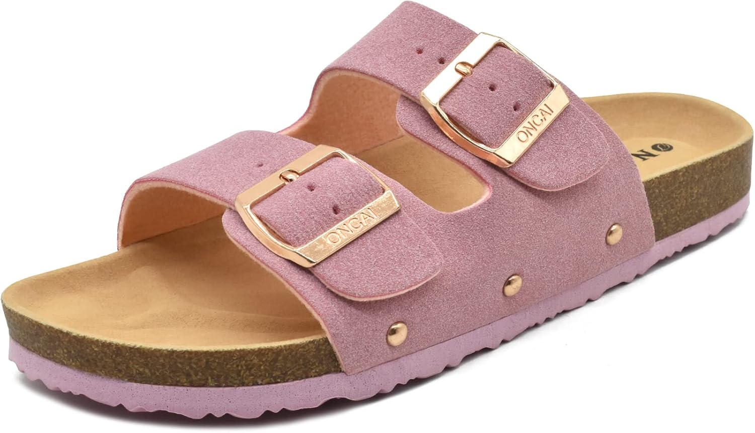 Anelin Women's Cork Mules – Suede Slip-On Sandals with Adjustable Buckle