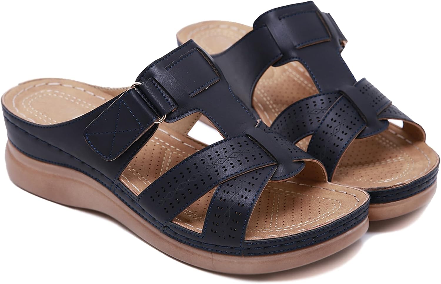 Ruby Women's Wedge Mules – Open Toe Platform Sandals with Non-Slip Sole