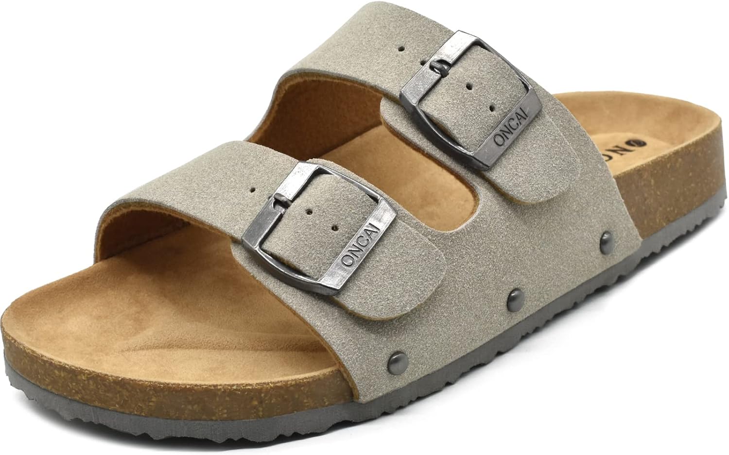 Anelin Women's Cork Mules – Suede Slip-On Sandals with Adjustable Buckle