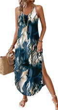 Sophia Women's Halter Maxi Dress – Adjustable Neck Boho Dress for Vacation and Weddings