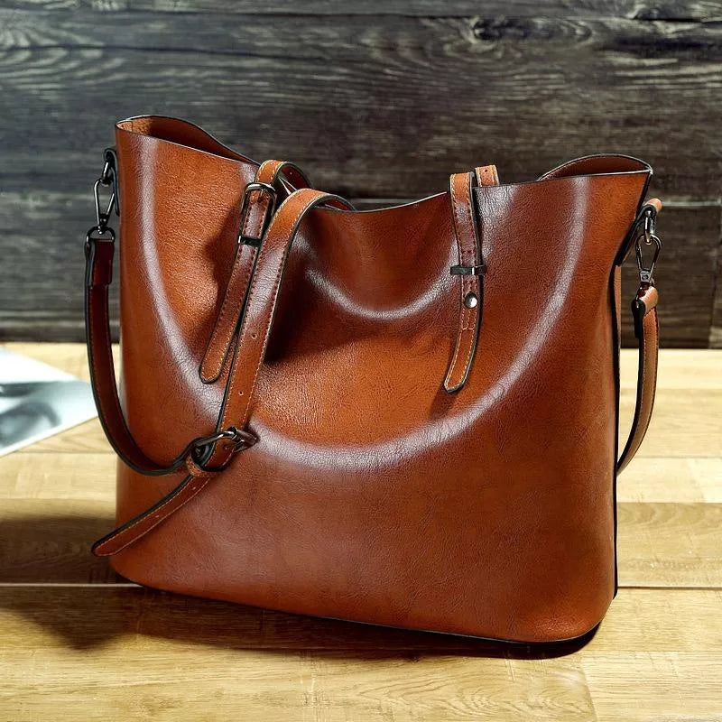 Nicole Women’s Leather Handbag – Vintage Crossbody Tote with Adjustable Strap