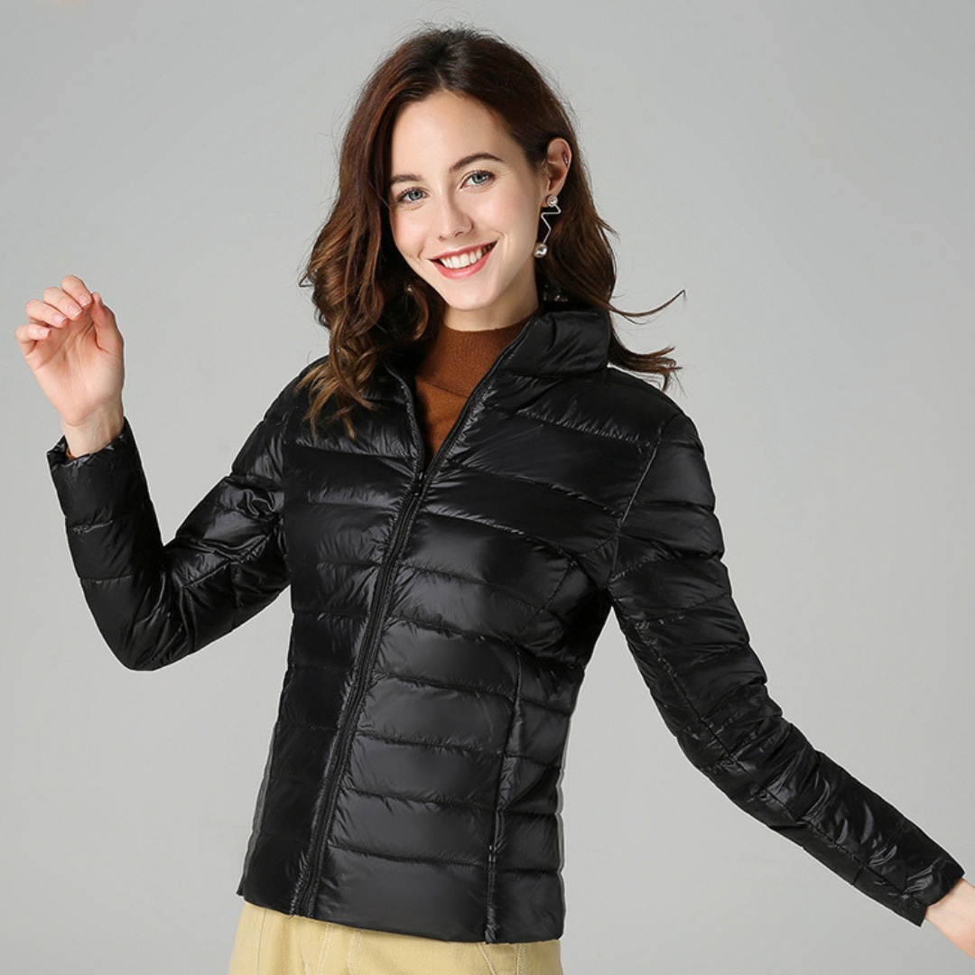 Aurora Women's Lightweight Jacket – Water-Resistant Packable Pleated Coat
