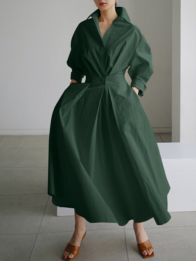 Lucie Women's Button Midi Dress – Elegant Lightweight Front Button Dress