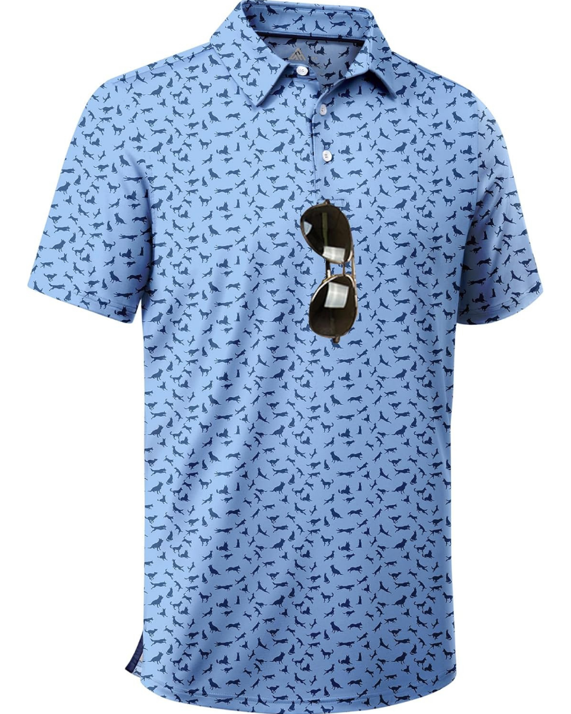 Brandon Men’s Performance Golf Polo Shirt – Moisture-Wicking Stretch Short Sleeve Print Polo