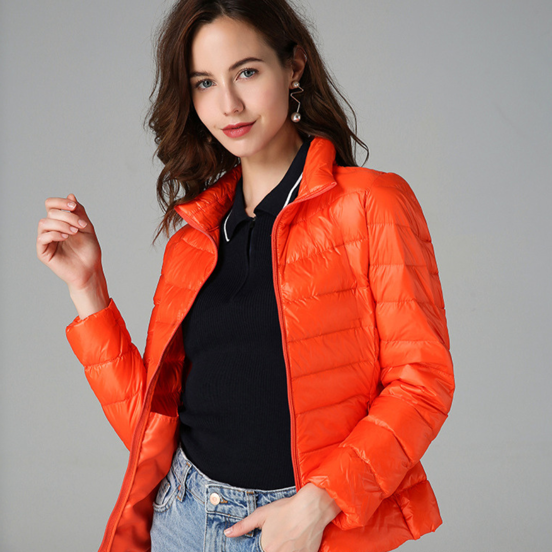 Aurora Women's Lightweight Jacket – Water-Resistant Packable Pleated Coat