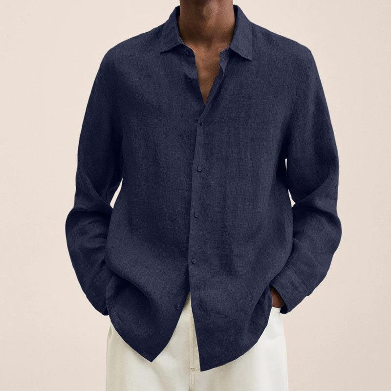 Giovanni Men's Linen Shirt – Long Sleeve Breathable Classic Casual Shirt