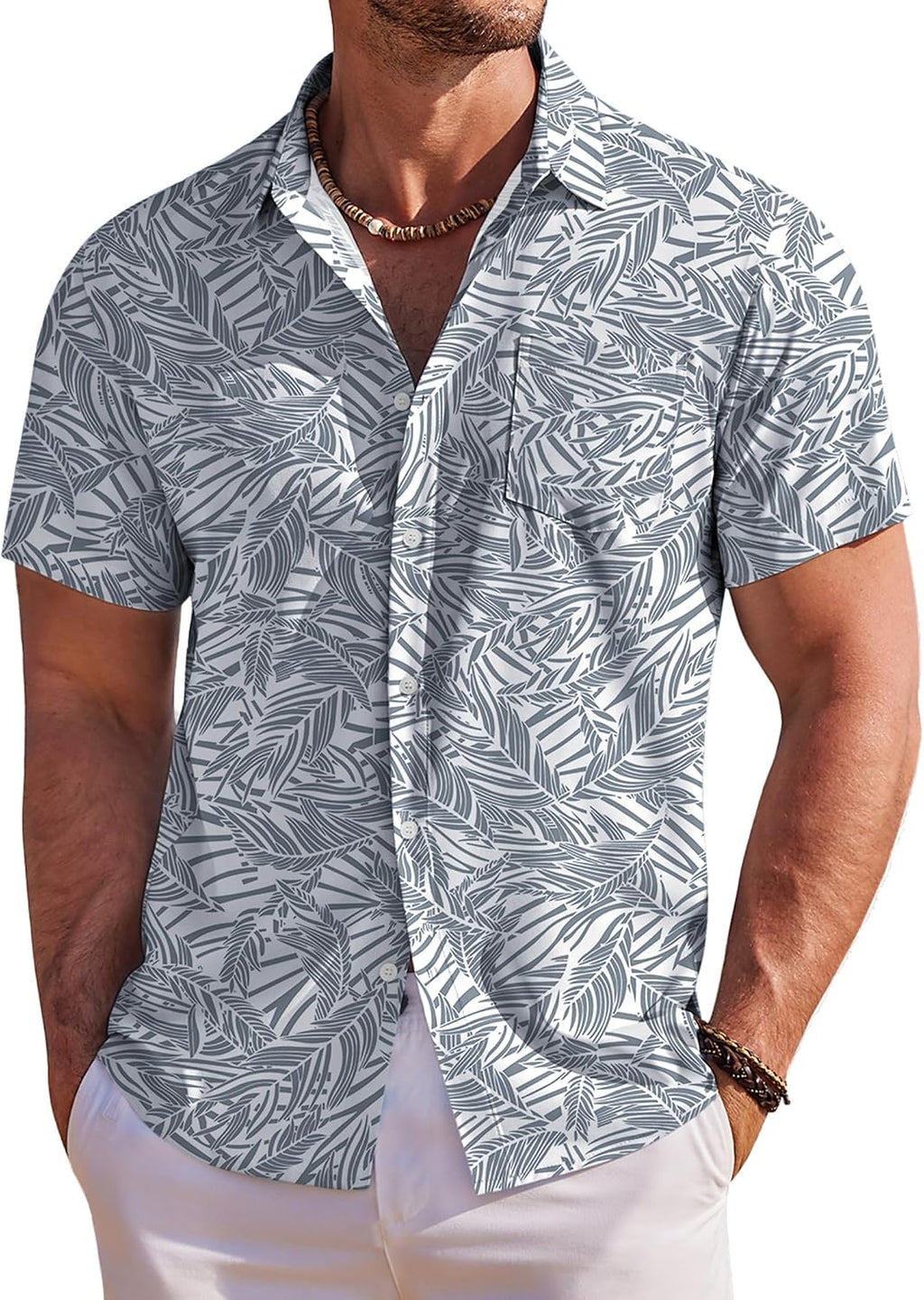 Jake Men's Hawaiian Shirt – Tropical Button Down Shirt with Chest Pocket for Summer