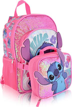 Madison Kids Stitch Backpack Set – 16" School Backpack with Insulated Lunch Box & Side Pockets