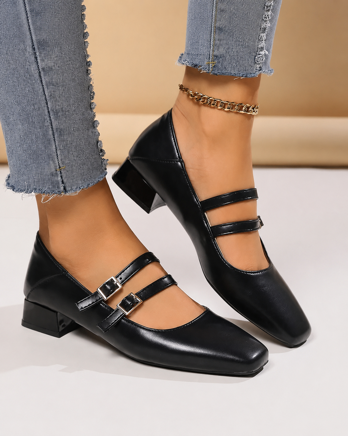 Luciana Women’s Ballet Flats – Elegant Double Strap Shoes with Comfortable Fit
