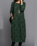 Emily Women's Floral Fleece Maxi Dress – Long Sleeve Cozy Everyday Dress