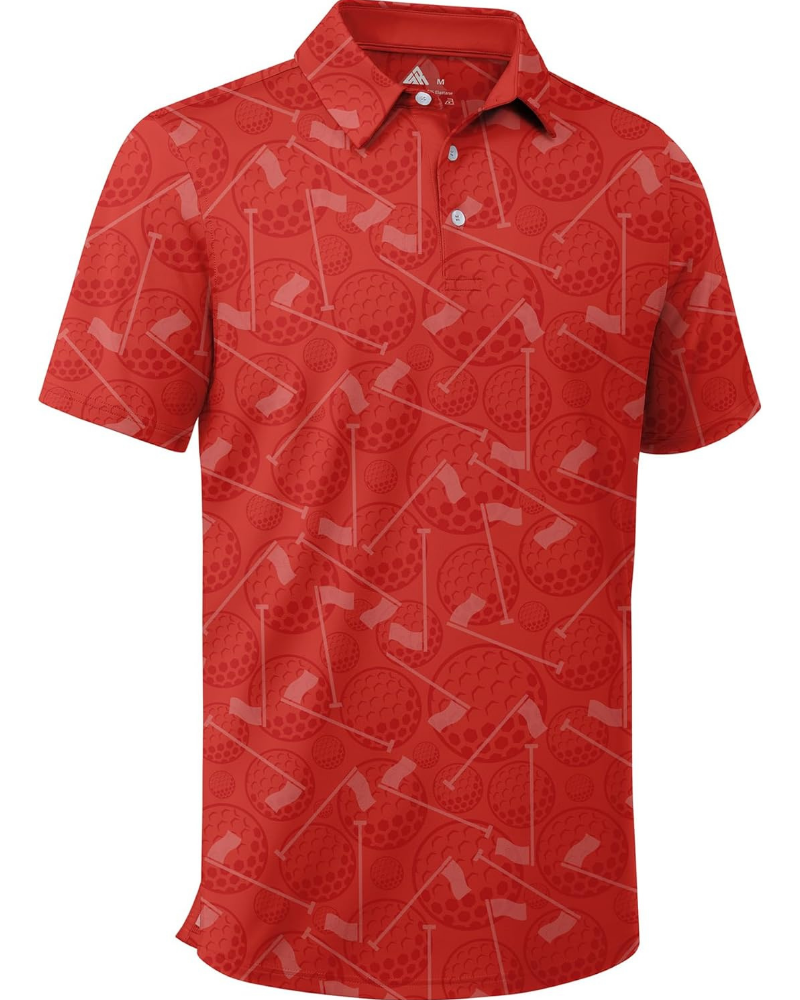 Brandon Men’s Performance Golf Polo Shirt – Moisture-Wicking Stretch Short Sleeve Print Polo