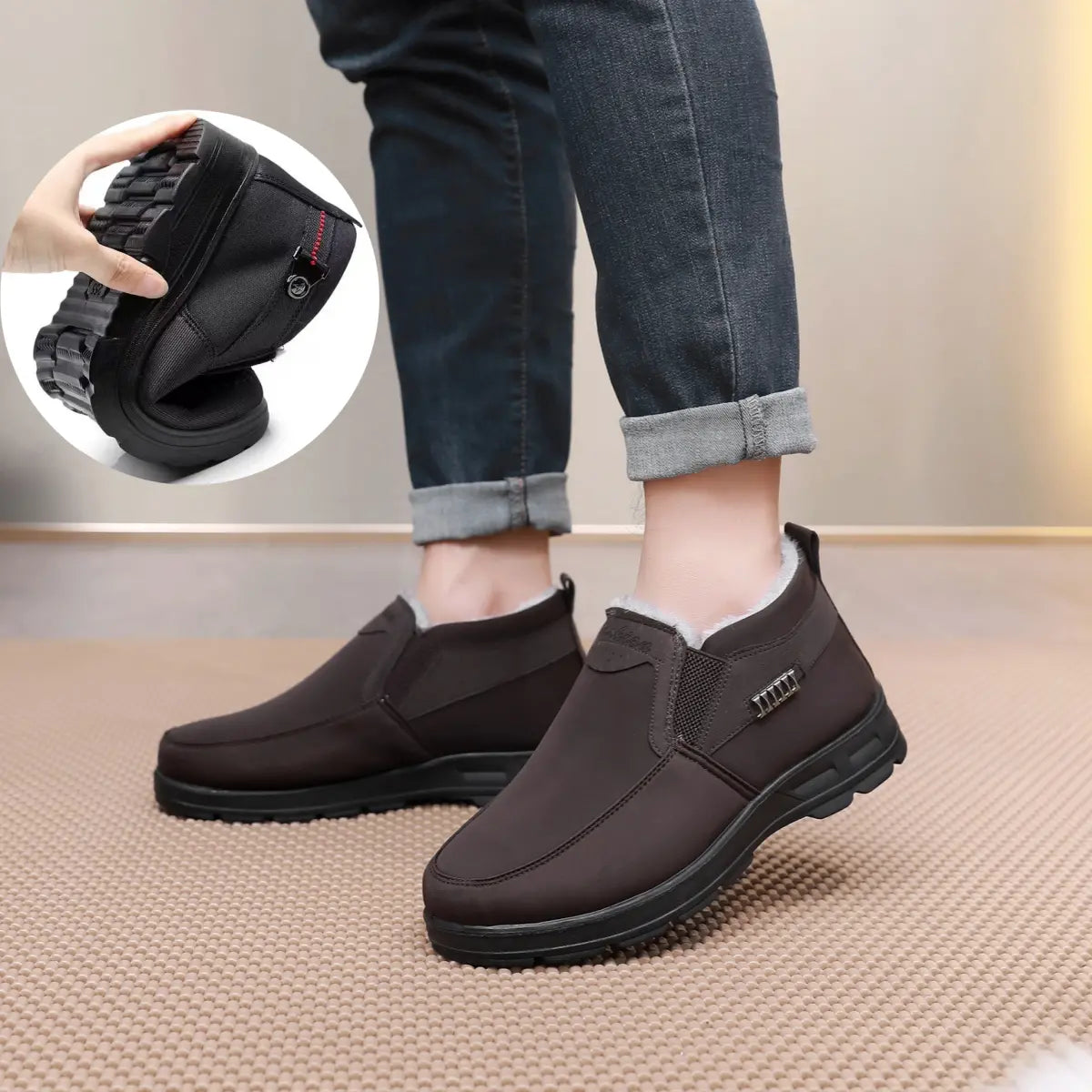 Ryan Men's Winter Shoes – Plush Lined Slip-On Warm Anti-Slip Casual Footwear