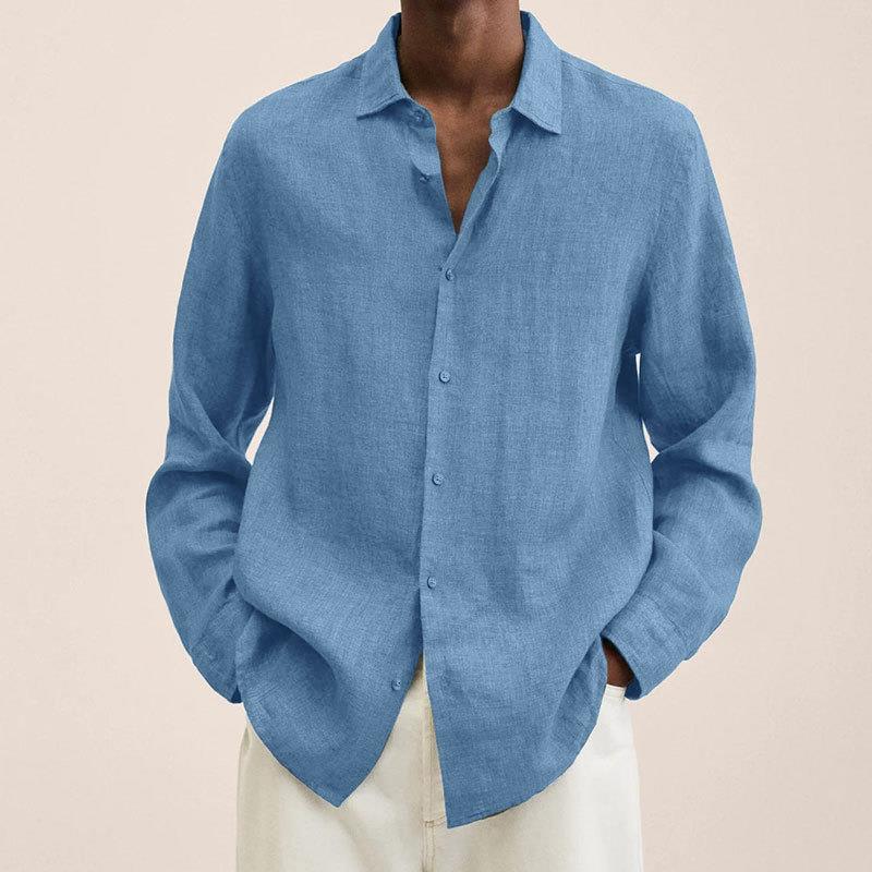 Giovanni Men's Linen Shirt – Long Sleeve Breathable Classic Casual Shirt