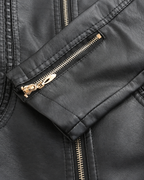 Janiyah Women's Leather Jacket – Stand Collar Zip Jacket with Pockets