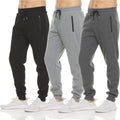 Nathan Men’s 3-Pack Fleece Joggers – Zipper Pockets, Drawstring Waist & Sizes S–3XL