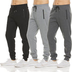 Nathan Men’s 3-Pack Fleece Joggers – Zipper Pockets, Drawstring Waist & Sizes S–3XL