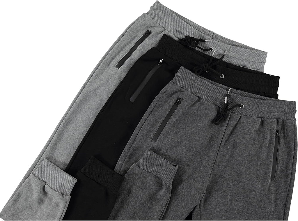 Nathan Men’s 3-Pack Fleece Joggers – Zipper Pockets, Drawstring Waist & Sizes S–3XL