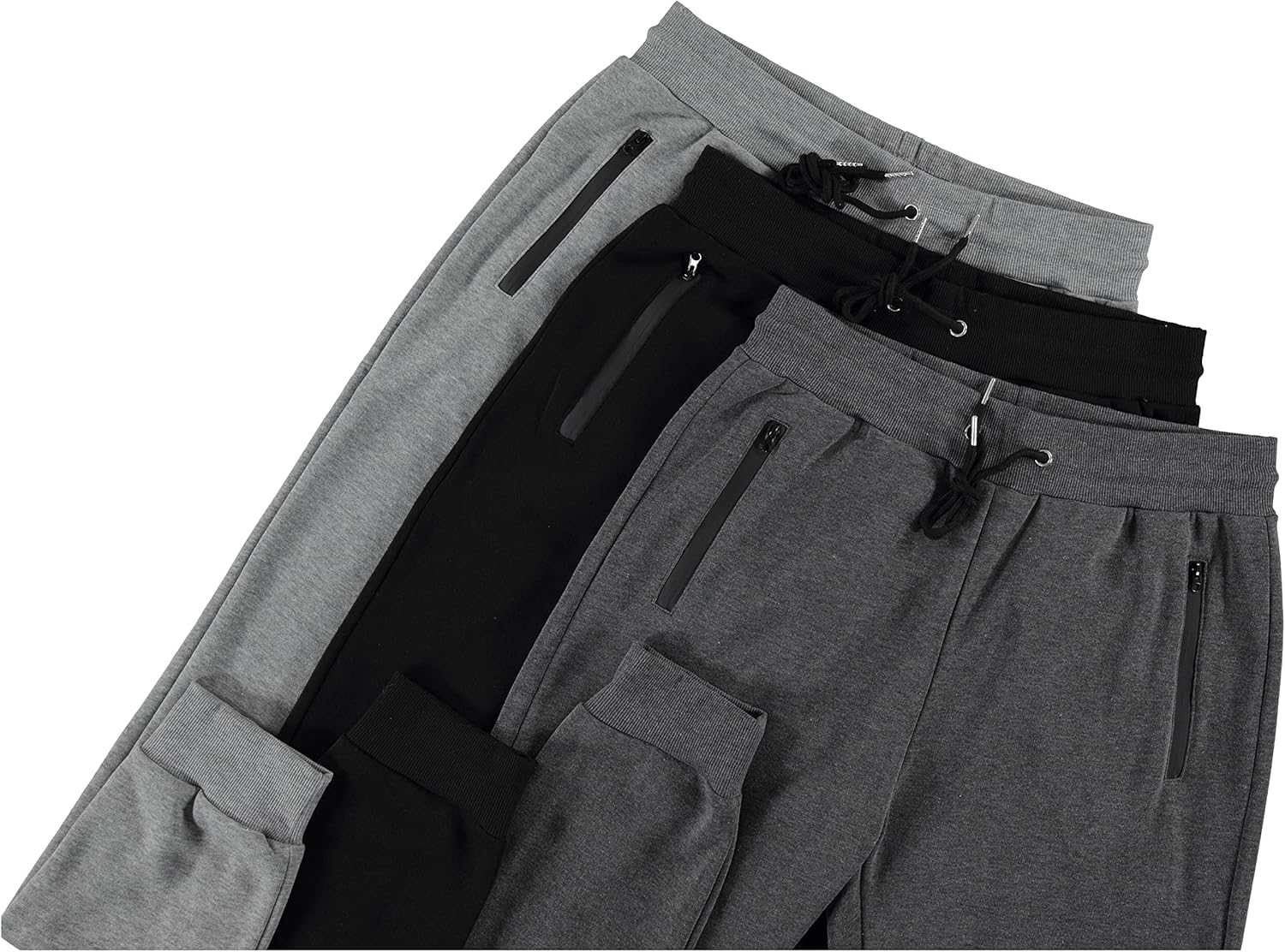 Nathan Men’s 3-Pack Fleece Joggers – Zipper Pockets, Drawstring Waist & Sizes S–3XL