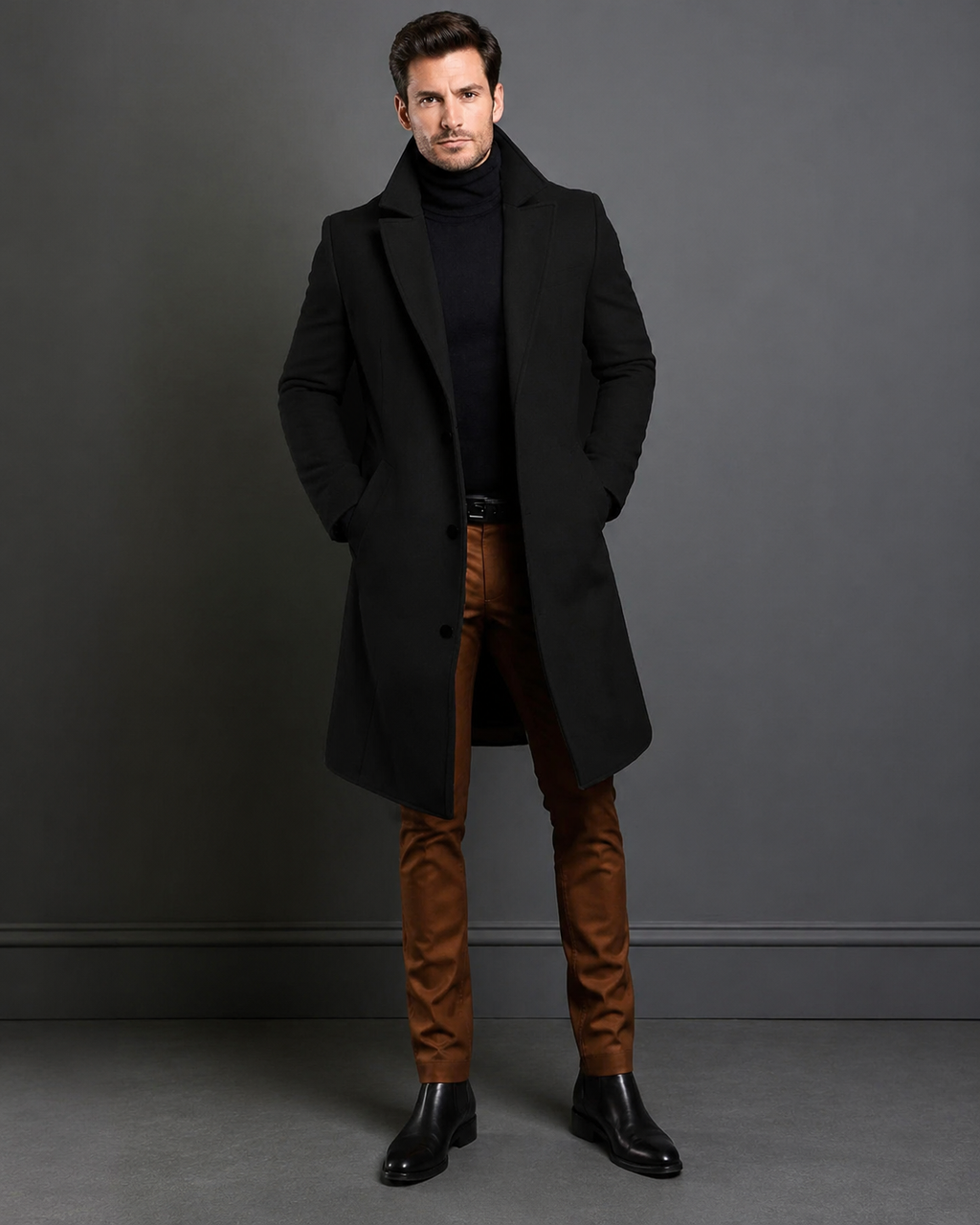 Edward Men's Long Winter Coat – Insulated Trench Style Overcoat