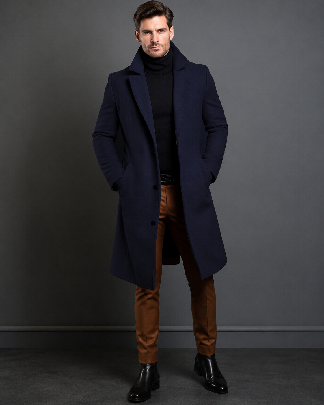 Edward Men's Long Winter Coat – Insulated Trench Style Overcoat