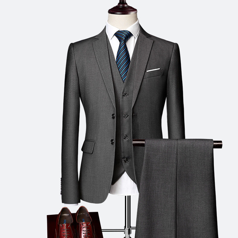 David Men's 3-Piece Suit – Slim Fit Blazer Vest & Trousers Formal Set
