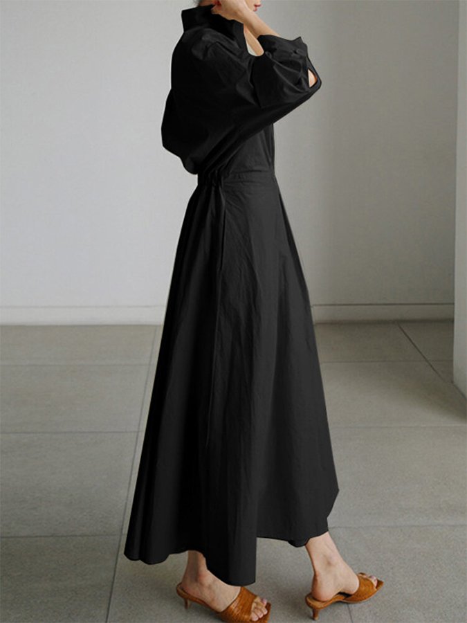 Lucie Women's Button Midi Dress – Elegant Lightweight Front Button Dress