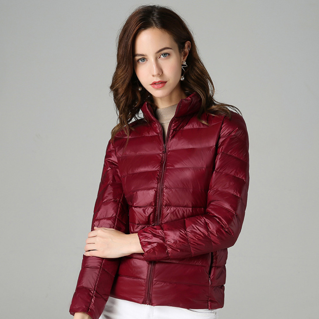 Aurora Women's Lightweight Jacket – Water-Resistant Packable Pleated Coat