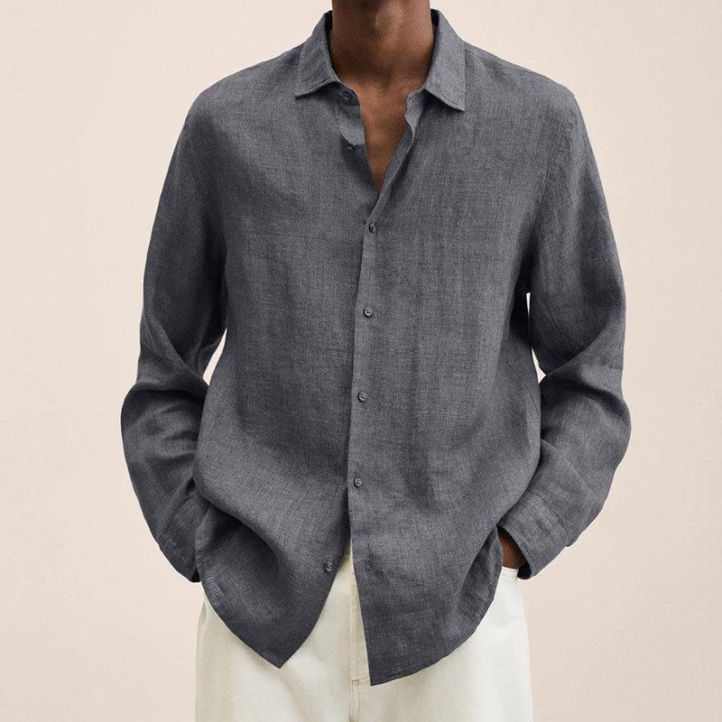 Giovanni Men's Linen Shirt – Long Sleeve Breathable Classic Casual Shirt