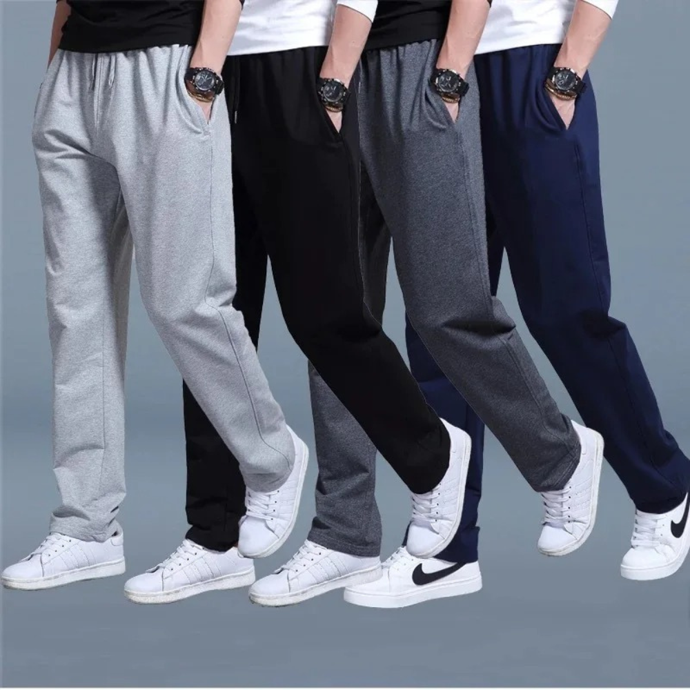 Larry Men's Joggers – Straight Leg Drawstring Cotton Blend Sweatpants